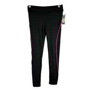 Layer 8 Womens Performance Leggings Medium Black With Pink Accents